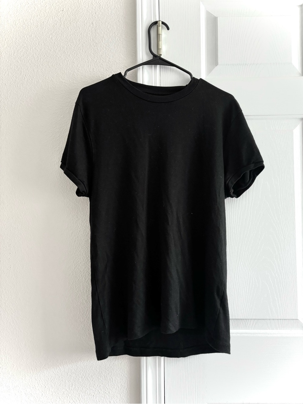 Zara Minimalist Basic Knit Black Short Sleeve Crewneck Shirt Large